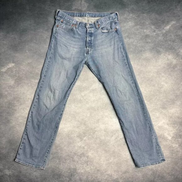 Levis 501 Jeans Men's Size 34x32 Straight Button Fly Red Tab Blue Fits 34x28 - Picture 4 of 15